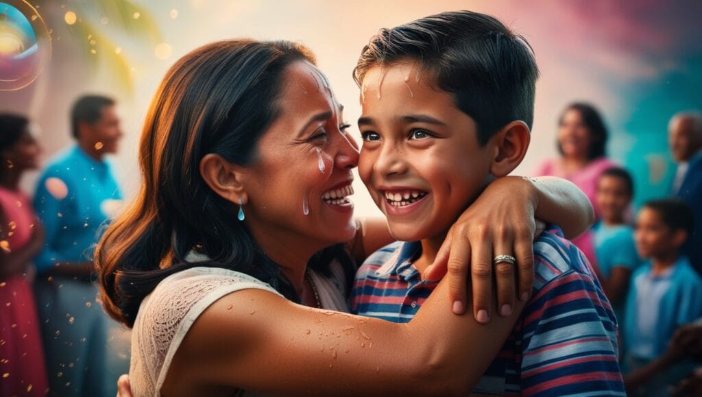 Familia cubana reunida después de años separados, Ale Cuba Reencuentros.