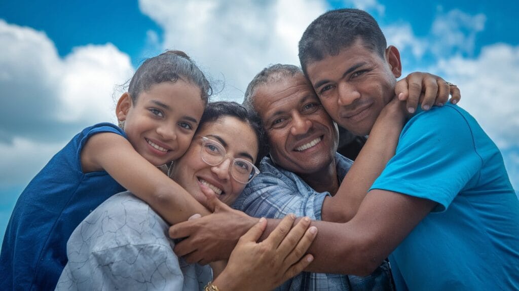 Familia cubana reunida después de años separados, Ale Cuba Reencuentros.